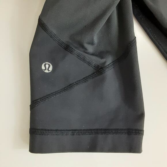 Lululemon Crop Leggings Black Mesh Cutout Low Rise Capri Womens 8 Athletic - Picture 4 of 13